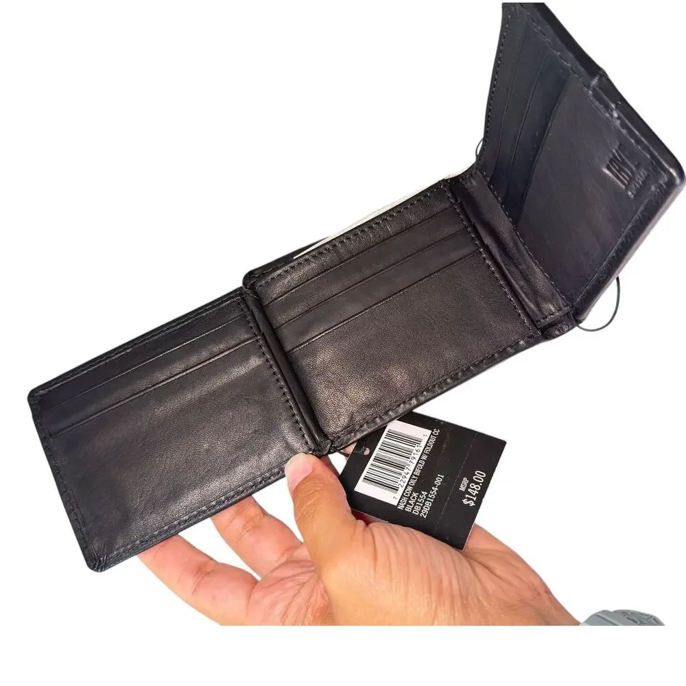 Frye Nash ID Window Leather Bifold Wallet black Boxed